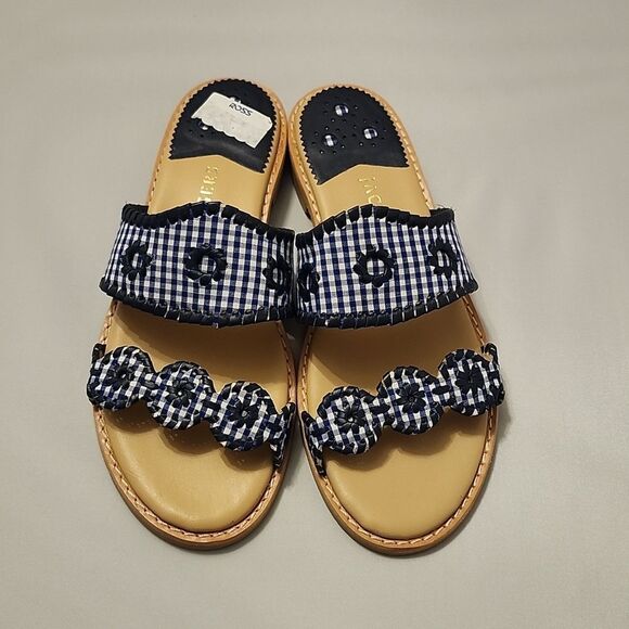 BRAND NEW JACK ROGER'S LEATHER SLIDE CAROLINE SANDALS - Picture 3 of 16